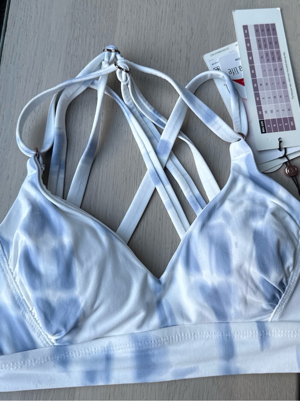 Calia Light Blue Tie-Dye Strappy swim bikini top